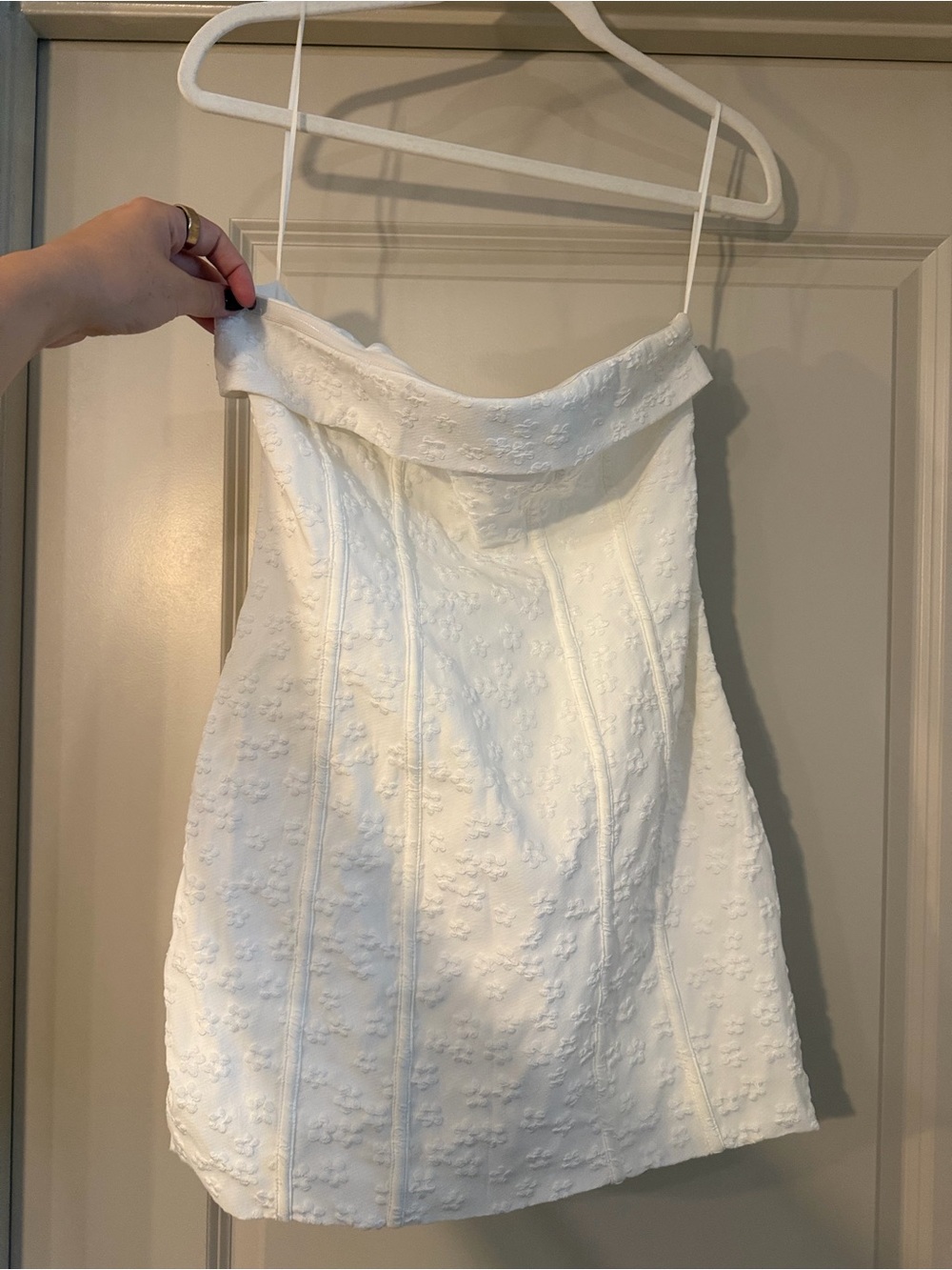 Princess Polly Off-Shoulder White Textured Mini Dress